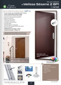 Serrurier Lyon 2 4 Bloc-porte Melissa sésame 2 bp1, porte sécurisée avec design moderne et finition élégante, idéale pour renforcer la sécurité de votre domicile.