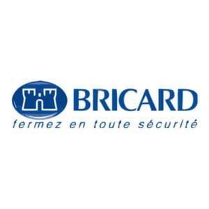 Logo de Bricard avec l’emblème d’un château et le slogan 'Fermez en toute sécurité