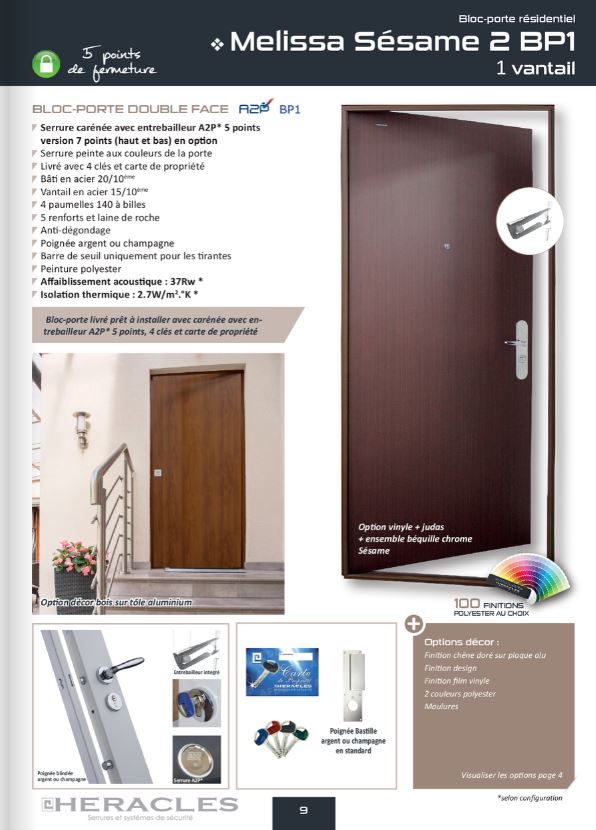 Porte blindee a lyon : porte blindée et blindage de porte 3 Bloc-porte Melissa sésame 2 bp1, porte sécurisée avec design moderne et finition élégante, idéale pour renforcer la sécurité de votre domicile.